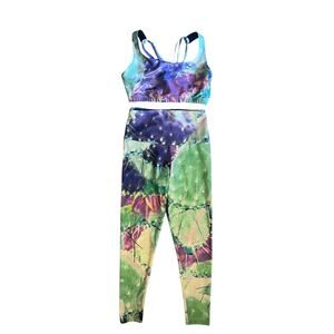 Onzie Agave Print Matching Set Sports Bra (S/M) & Leggings (XS) Activewear